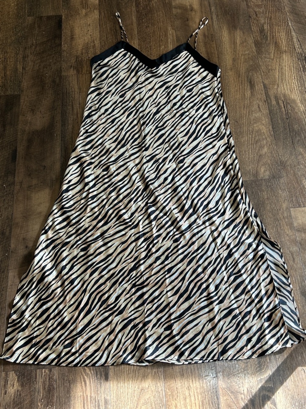 Vintage Zebra Print Nightgown — Black & Cream